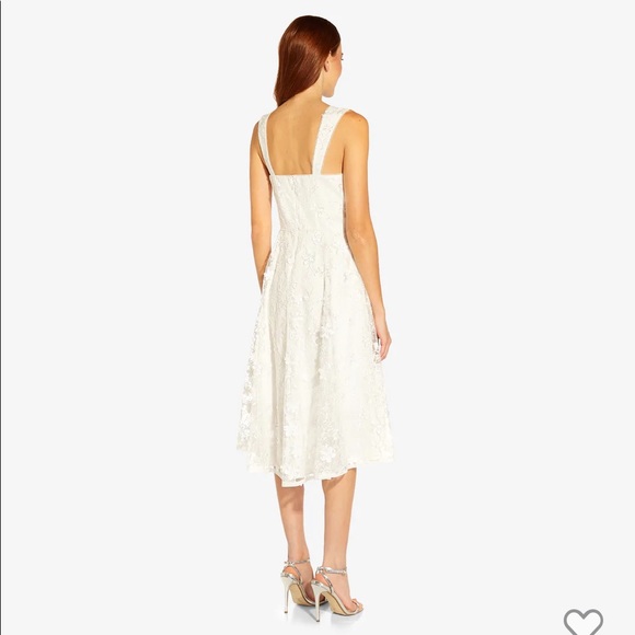 Adrianna Papell 3D FLORAL EMBROIDERED AND HAND-SEQUINED HIGH LOW DRESS in IVORY - Picture 2 of 12
